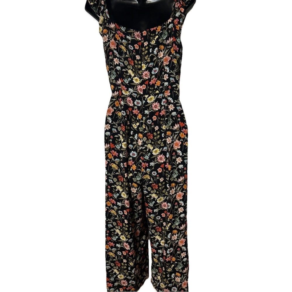 Loft Petites Romper Jumpsuit Black Floral Print Rayon Womens Size 6P NWOT - Picture 3 of 6
